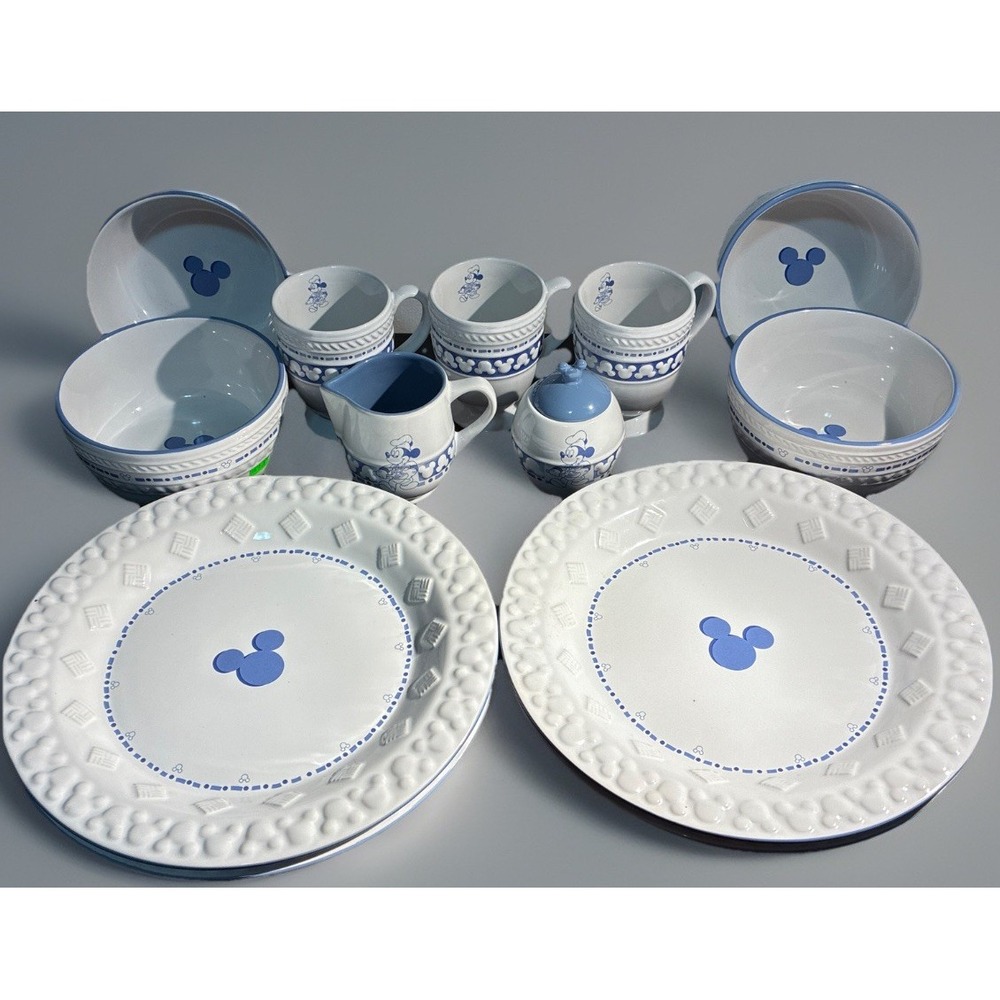 Vintage Disney "Gourmet Mickey" Stoneware Collection - 13 Piece Great Condition!